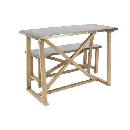 Decmode Farmhouse 19 And 32 Inch Rectangular Wood And Metal Table