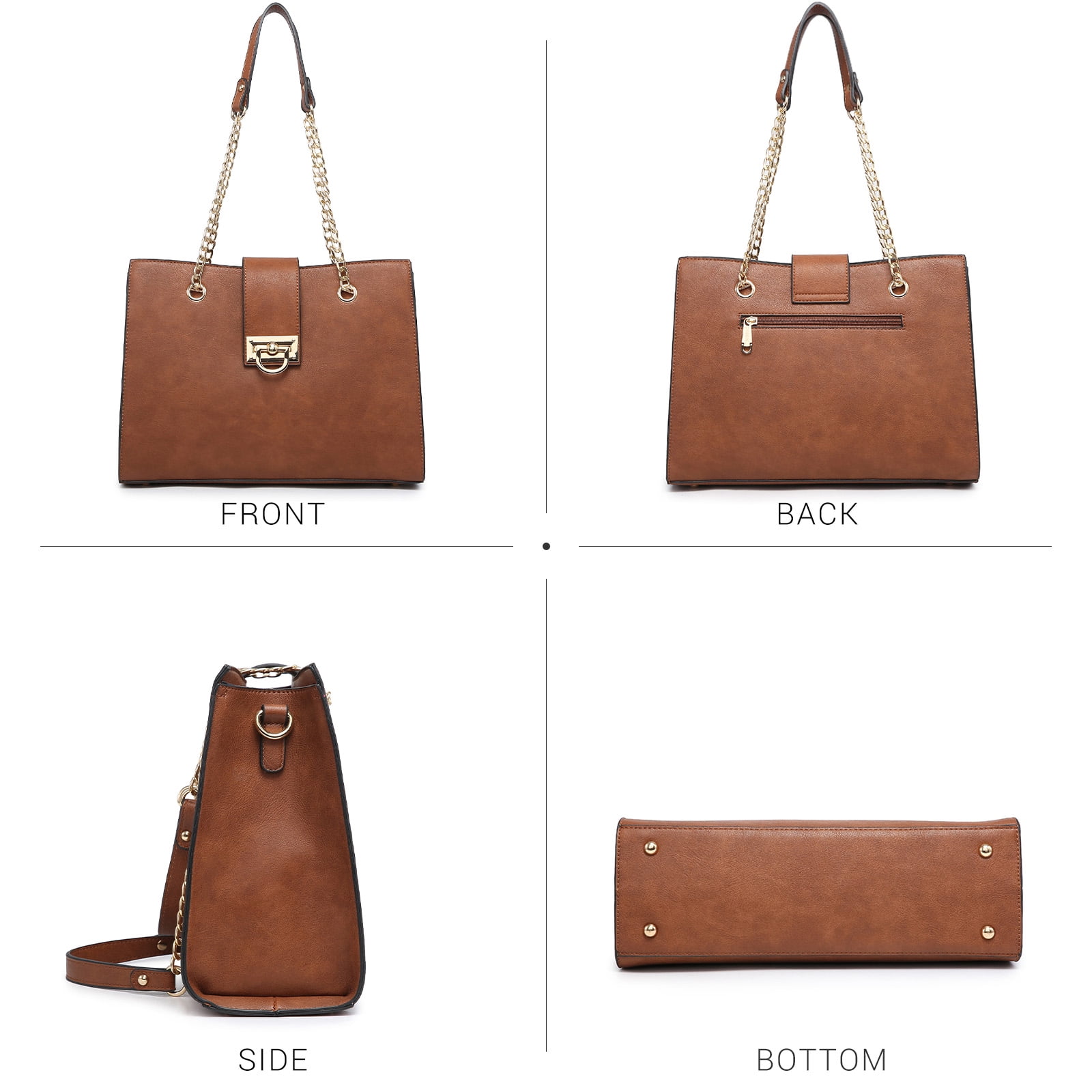 Dasein Hobo Handbag Vegan Leather Tote Chain Shoulder Purse for Women Satchel Bag With Matching Clutch