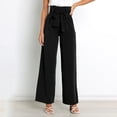 thumbnail image 4 of Pantalones de tela para mujer, pantalones palazzo de cintura alta, pantalones casuales anchos, pantalones de traje, pantalones elegantes tipo paperbag, 4 of 8