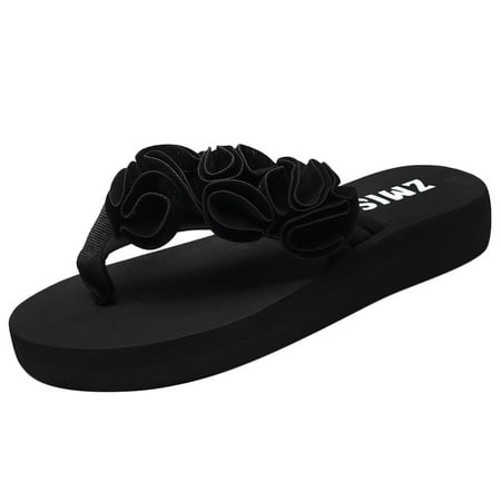 

Wozhidaoke Slippers For Women Summer Flower Clip Toe Non-Slip Wedges Beachshoes For Women flip Flops For Women