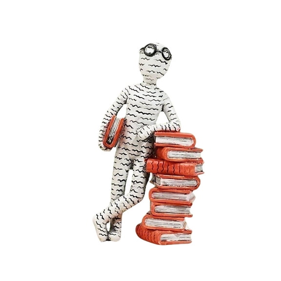 Reading Statue Figurine Figure Sculptures - Book Sculptures Reading Figure for Office Desk Bookshelf Study Room Home Accent