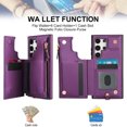 thumbnail image 6 of Wallet Case for Samsung Galaxy S23 Ultra, with Crossbody Shoulder Strap & Hand Wrist Cards Holder Zipper Pocket Stand Feature Protective Shockpoof Phone Case for Samsung Galaxy S23 Ultra,Darkpurple, 6 of 7