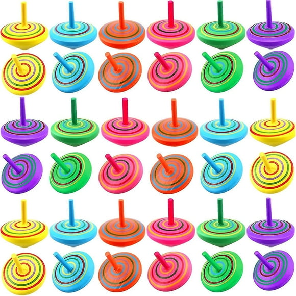 30 Pieces Colorful Wooden Top Toys Painted Spinners Educational Toys For Kids (q)