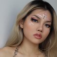 thumbnail image 2 of Juego de 4 tatuajes de joyas para la cara de sirena con diamantes de imitación, pegatinas para el cuerpo, pegatinas temporales con piedras preciosas y lágrimas de cristal, 2 of 5