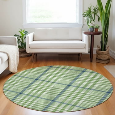Addison Rugs Chantille Indoor/Outdoor Transitional Geometric, Abstract Green Washable Round Rug, 8' x 8'