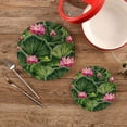 thumbnail image 2 of SKYSONIC Summer Oriental Lotus Pot Holders Trivets, 2 Pcs Heat Resistant Trivets,Water Lily Cotton Thread Weave Mats for Hot Pads Pans Pot Bowl Teapot for Kitchen Decor, 2 of 7