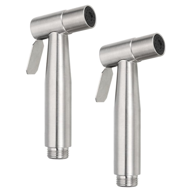 Uxcell 2Pcs Rociador de Bidet para Inodoro, Rociador de Bidet de Mano de Acero Inoxidable 304