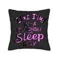 thumbnail image 4 of Set of 2 Decorative Throw Pillow Covers 18x18in - Fun Handwritten ' In a Relationship with Sleep ' Design on Black Background for Couch Bed Car, 4 of 8