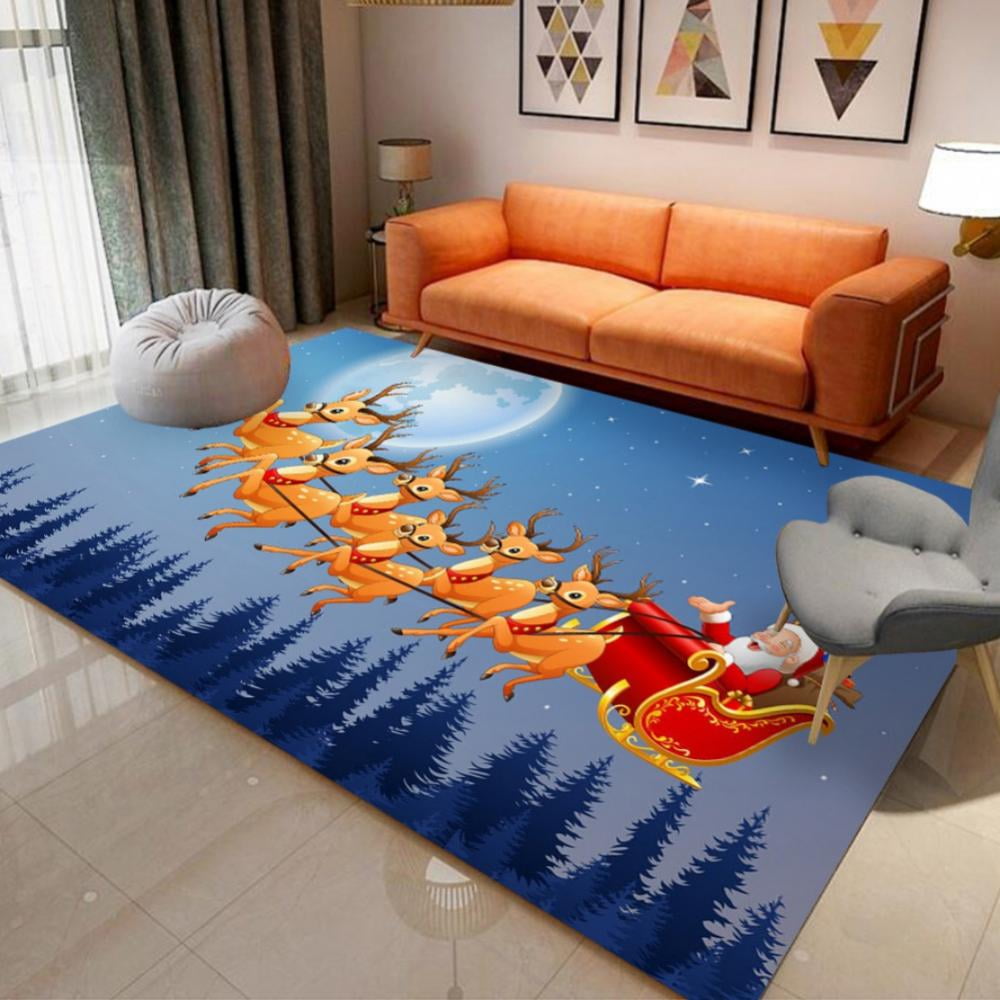 Durable Indoor Merry Christmas Area Rug Non-Skid Rugs for Living Room ...