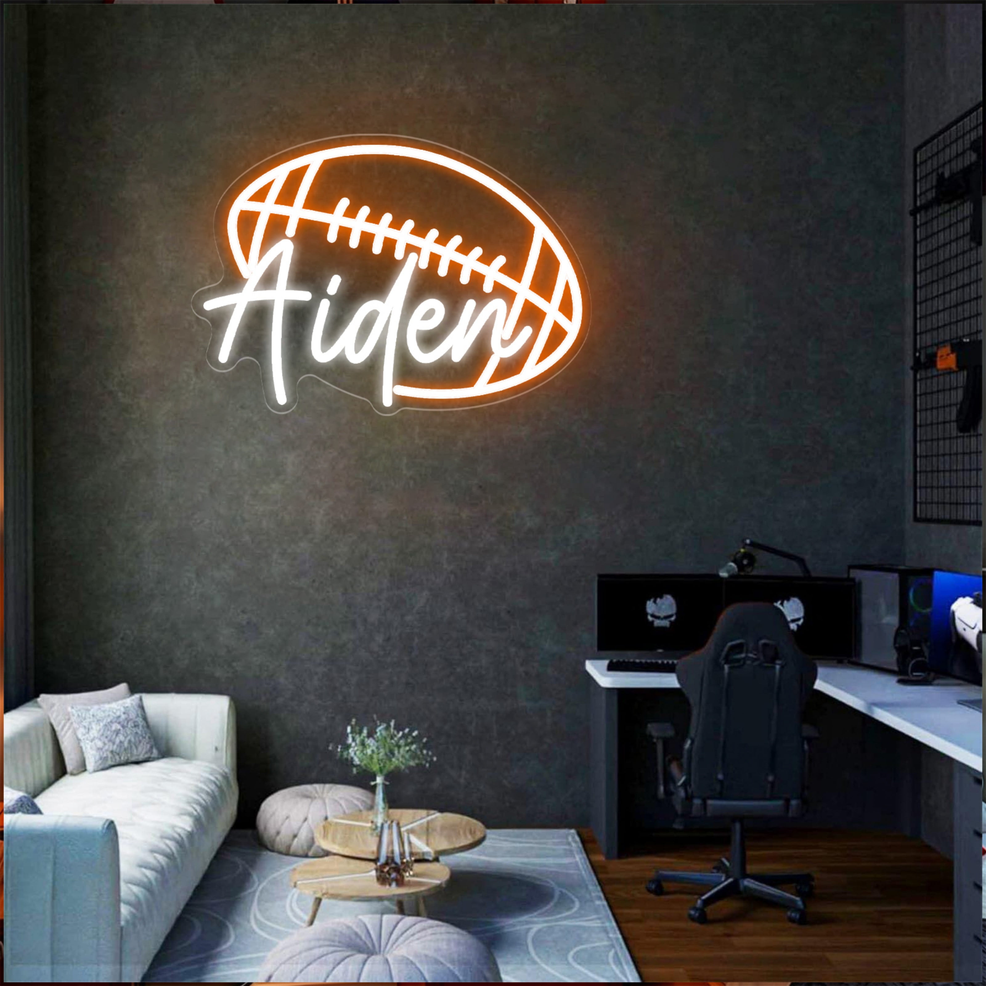 UPONRAY Football Custom Neon Signs, Usb Powered with Adjustable Brightness Wall Decor for Gifts, Green, 18 inch