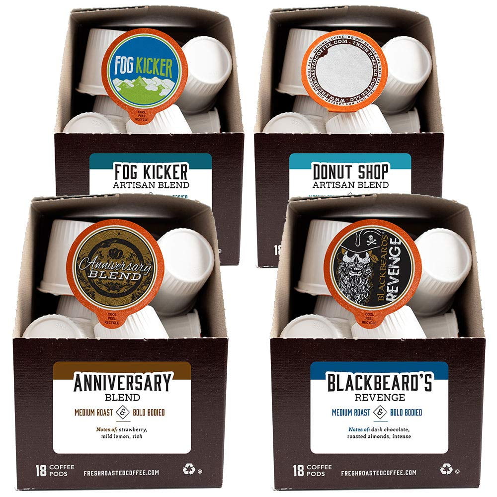 Fresh Roasted Coffee, Mild Artisan Blend Coffee Pod Variety Pack, 72