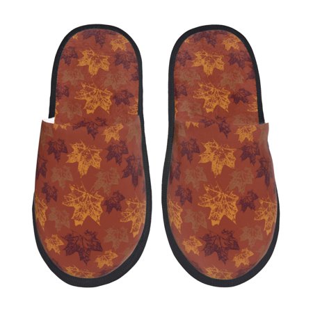 

Fuzoiu fall Maple Print Unisex Furry Slippers Plush Indoor Shoes Trendy House Slippers Anti-Skid EVA Sole House Shoes for Home Office and Travel -Medium