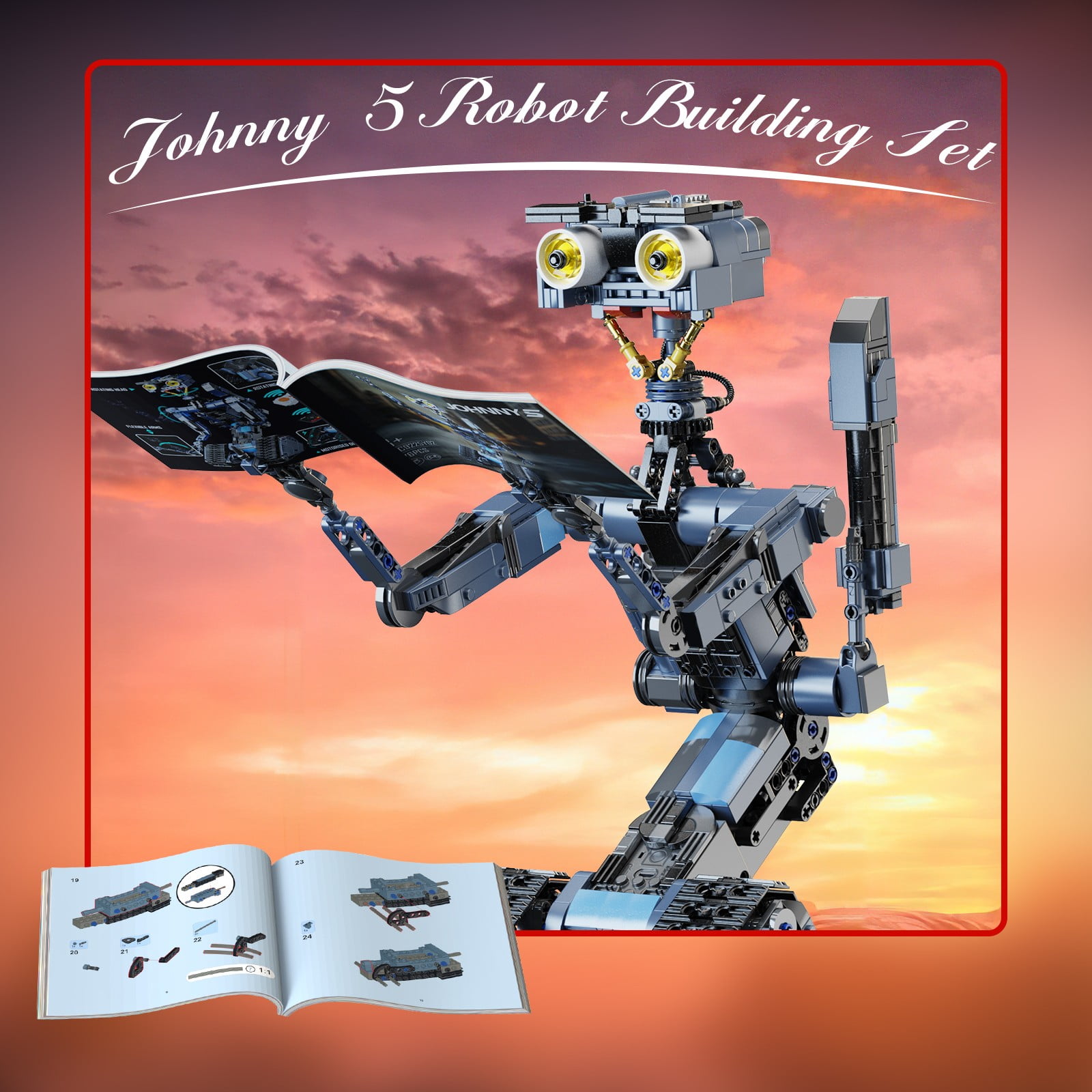 Johnny 5 RC Robot Model Toys, Johnny 5 Robot Building Block Set Compatible for Lego, Stem Educational Gift Set for Age 6 7 8 9 10 11 12+ Boys Girls(1176 Pcs)