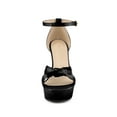 thumbnail image 5 of BLISSFUL STEP Women's Satin Knot Platform Stiletto Heel Sandals Black 6, 5 of 7