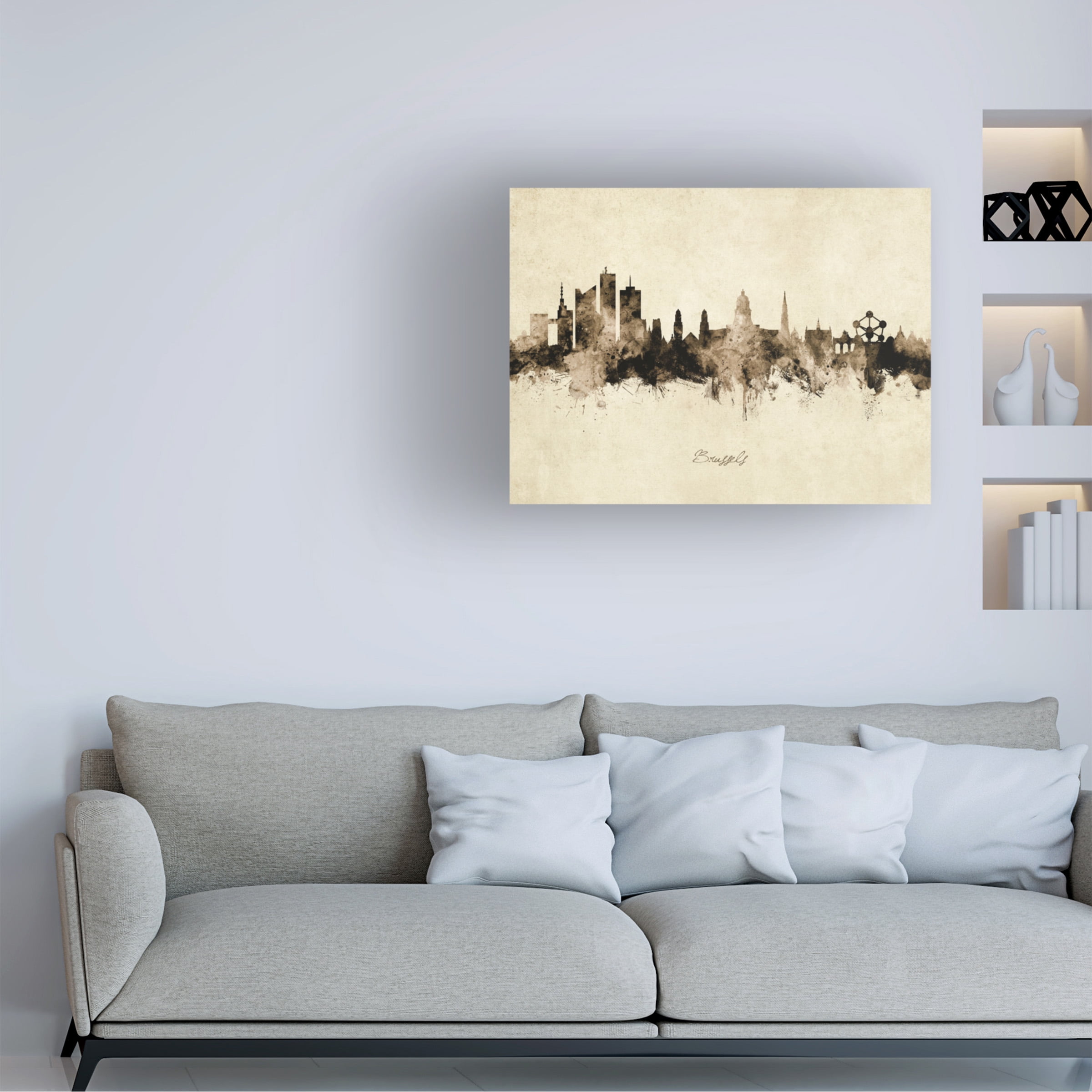 Michael Tompsett 'Brussels Belgium Skyline Vintage' Canvas Art