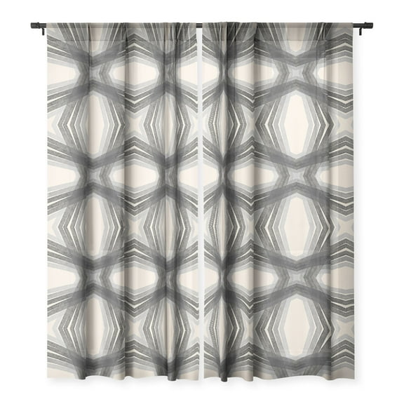 Society6 Sewzinski Modern Lines Grays Single Panel Sheer Window Curtain 50" x 64"