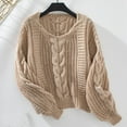 thumbnail image 2 of UYISJ Womens Sweaters Fall Cable Knit Long Sleeve V Neck Oversized Sweater Chunky Pullover Solid Color Loose Outfits Khaki XL, 2 of 5