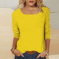 thumbnail image 7 of Drses Women Square Neck 3/4 Three Quarter Sleeve Top, Cute Basic T Shirt Tunic Blouse, Dressy Casual Holiday Workout Summer Daily Shirts for Ladies, 7 of 7