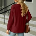 thumbnail image 7 of Besolor Womens Long Sleeve Blouses Fall Casual Loose Fit T-Shirts V Neck Button Decor Solid Color Comfy Tunic Tops, 7 of 7