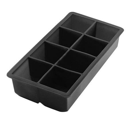 

8 Cavity Silicone Ice Cube Trays Molds Easy-Release Square Shape Candy Cake Pudding Chocolate Molds (Black)