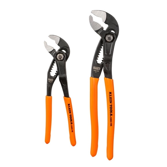 Klein Tools D5052BKIT 2-Piece Quick-Adjust Klaw Pump Pliers Set, 7-Inch and 10-Inch, Compact Design with V-Jaw and Hardened Teeth for Maximu