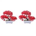 thumbnail image 1 of 2 Piezas de Plantas Artificiales BonsáI, Maceta de PláStico para áRbol PequeñO, Planta Falsa, Adornos en Maceta para la Mesa de la HabitacióN del Hogar, Rojo, 1 of 5