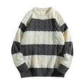 thumbnail image 1 of RKSTN Chandails pour Hommes, Col Rond, Tissage Polyvalent, Chandail à Rayures, Manches Longues, Mode Automne, 1 of 3