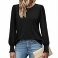 thumbnail image 6 of Htigea Work Shirts for Women Crewneck Puff Long Sleeve Top Solid Casual Dressy Office Blouse Fall Clothes Black XXL, 6 of 6