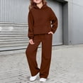 thumbnail image 2 of YunPes Girls Boys 2 Piece Tracksui𝐭 Wide Leg Sweatpants & Hooded Sweatshirt Elastic Waist Baggy Straight Leg Pants Athletic Outfits, 2 of 7