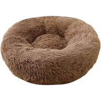 Calming Dog Bed & Cat Bed, Anti-Anxiety Donut Dog Cuddler Bed, Warming Cozy Soft Dog Round Bed, Fluffy Faux Fur Plush Pet Dog Cat Cushion Bed for Small Medium Dogs and Cats (X-Large, Brown)