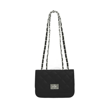 Women Turn-Lock Clasp Argyle Design Interior Zipper Pocket Casual Bags