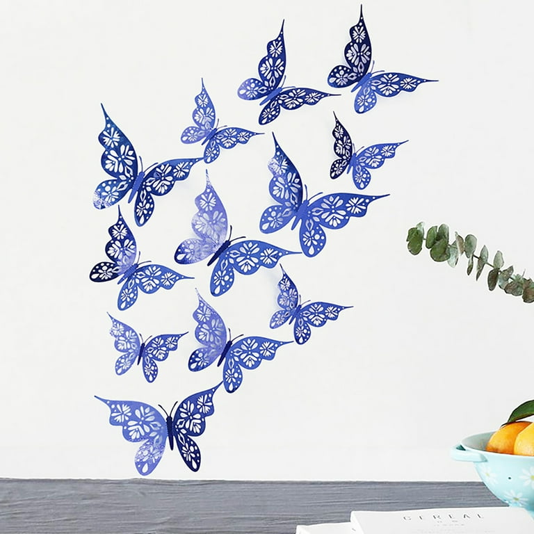 paper 12 pieces hollow wall butterfly