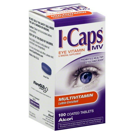 Alcon ICaps Multivitamin Eye Vitamin & Mineral Support, Coated Tablets, 100 (Best Multivitamin Gel Caps)
