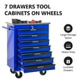 thumbnail image 2 of Tool Storage Cabinet 7 Drawers Multifunctional Tool Cart with Wheels,Metal Rolling Tool Cart Storage for Garage Workshop Warehouse Repair Shop--With Stainless Steel Roof- BLACK&BLUE,Tool Cabinet, 2 of 18