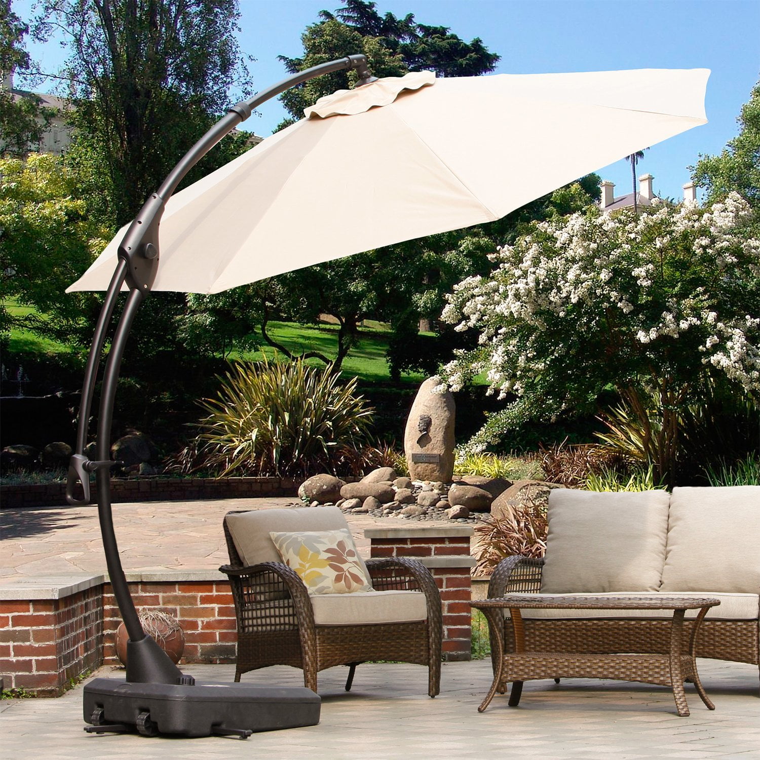 grand patio deluxe 10 ft curvy aluminum offset umbrella