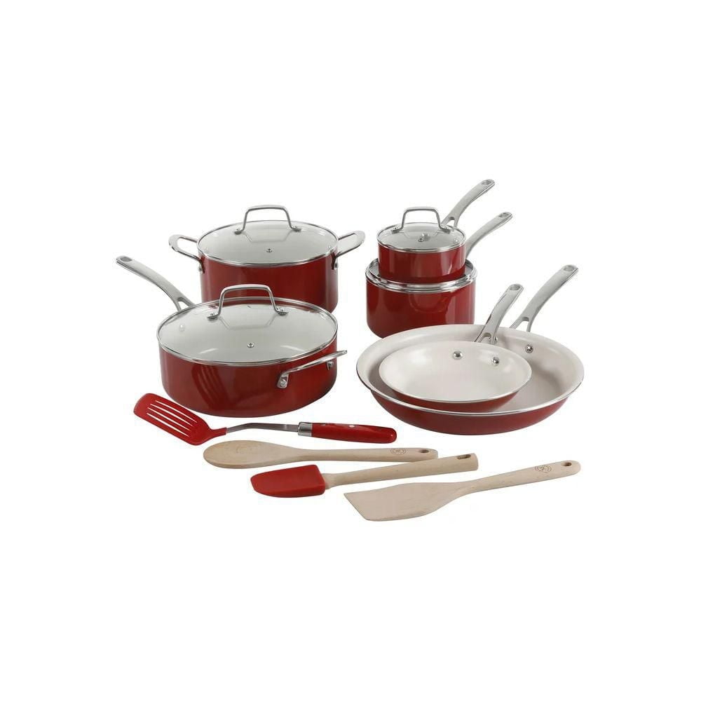 Martha Stewart 14 Piece Cookware Set, Red
