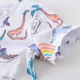 thumbnail image 4 of Toddler Girls Stylish Dress Short Sleeve Funny Dinosaur Fun Cute Print Sweet Prom Princess Outfit Stretchy Dance Party Clothes Daily Wear Lovely Sundress, 4 of 6