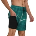 thumbnail image 2 of Naloa ECG Wave Print Men Swim Trunks with Compression Liner ,Board Shorts,Men's Swim Shorts with Drawstring and Elastic Waistband-Medium, 2 of 6