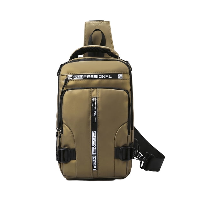 WRKEKC Sac Bandoulière Imperméable pour Extérieur avec Port USB, Sac de Poitrine Léger en Polyester pour Randonnée, Sangle Réglable et Multiples Poches