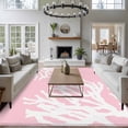 thumbnail image 3 of 5'x8' Area Rugs, Coral Pink Indoor Outdoor Area Rug for Living Room Bedroom, Coastal White Ocean Marine Nautical Beach Washable Bathroom Rugs Kitchen Floor Carpet Mats Home Decor Aesthetic, 3 of 8