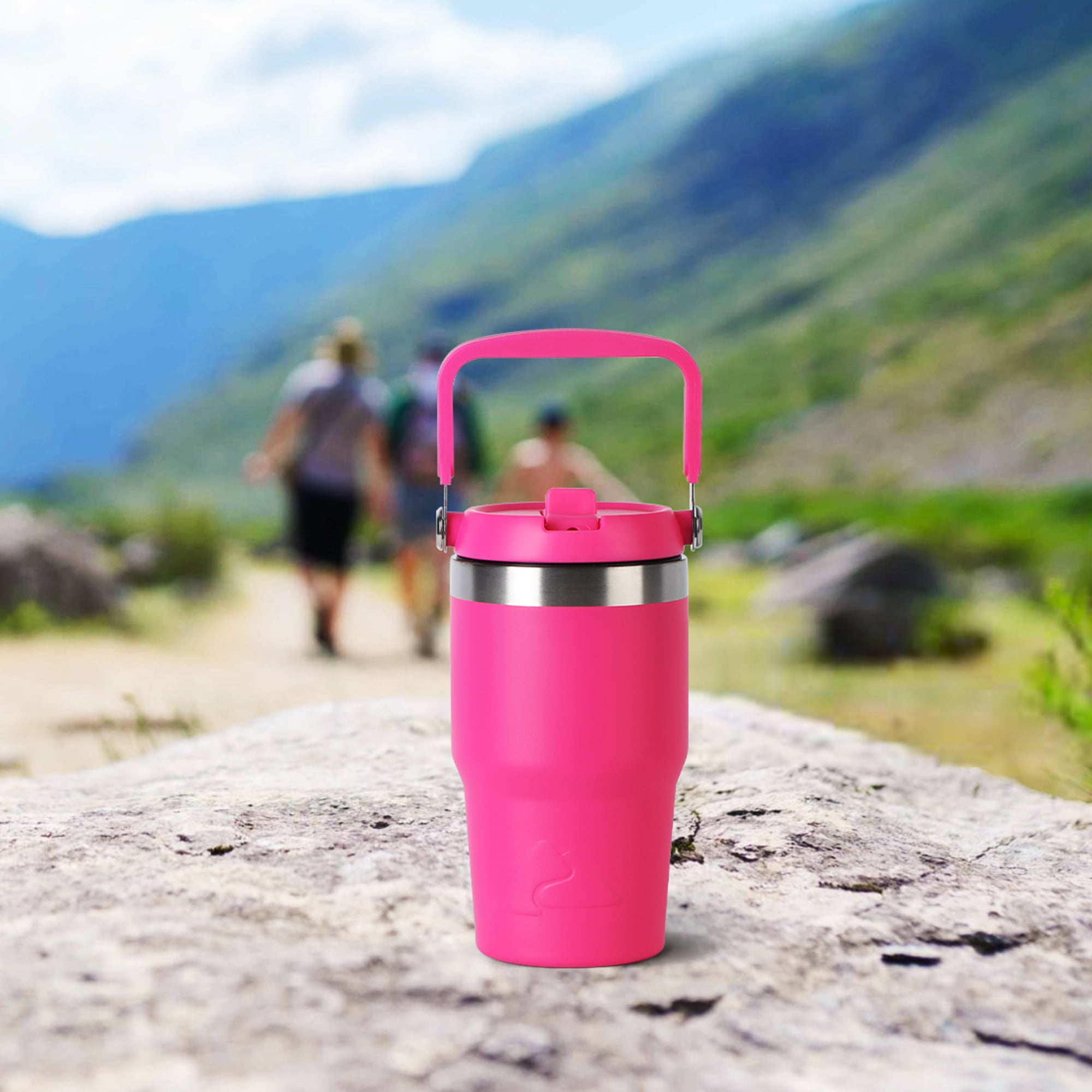 Ozark Trail 18 oz Insulated Stainless Steel Tumbler with Swivel Handle,Hot Pink