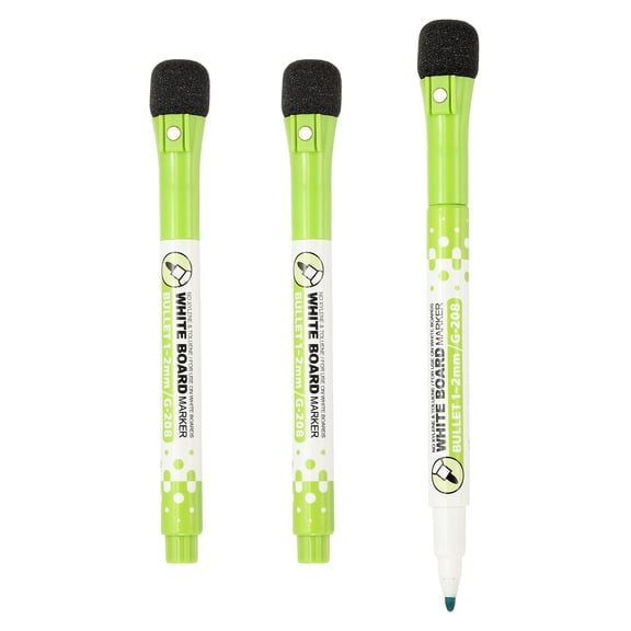 Uxcell Magnetic Whiteboard Pen, 1-2mm Fine Tip Dry Erase Green Markers, 3Pcs