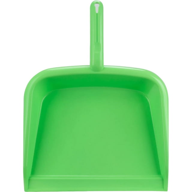 SPARTA Large Handheld Dustpan with Hanging Hole, Heavy-Duty Plastic Dustpan with Wide Lip for Countertops and Surfaces, Plastic, 10 Inches, Lime