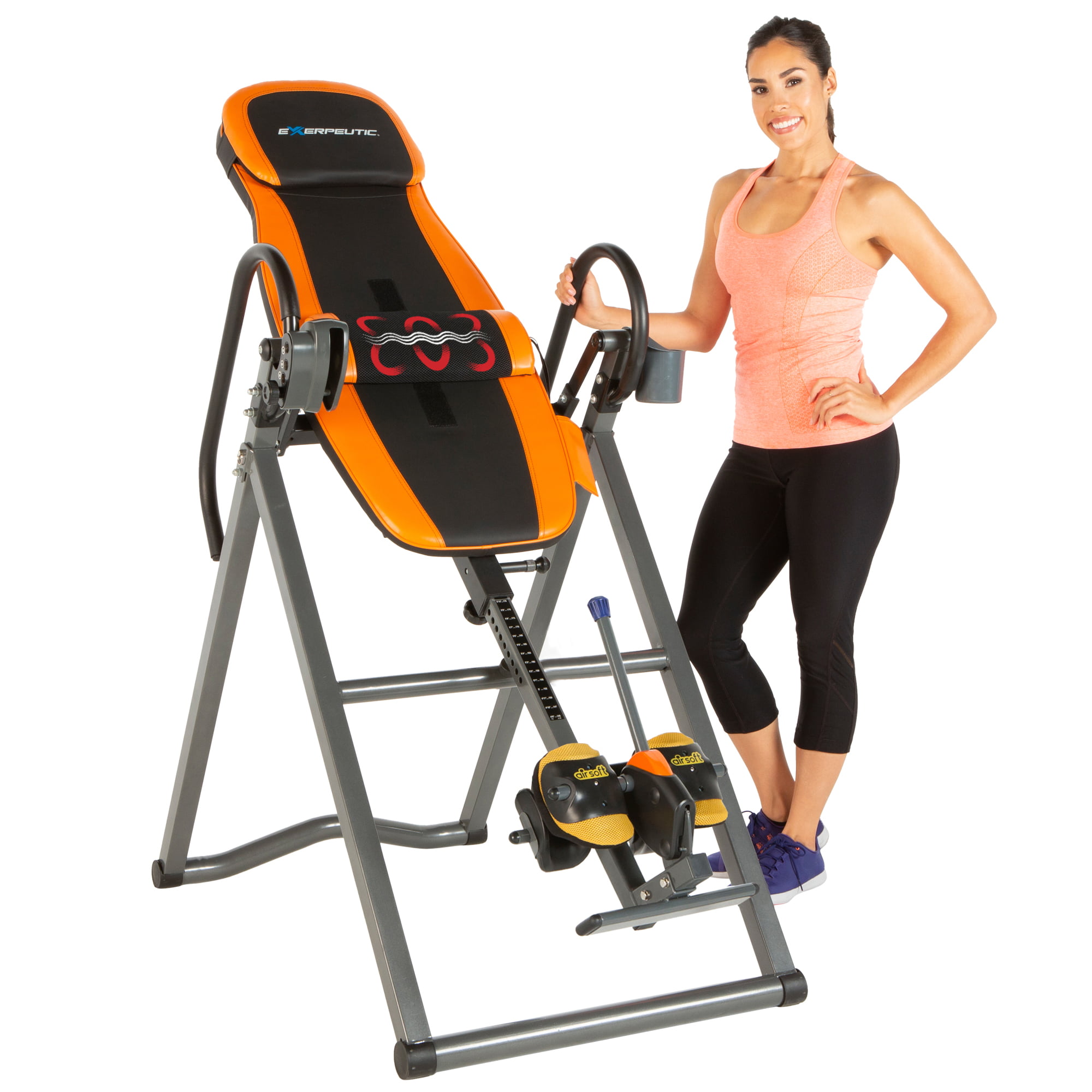 EXERPEUTIC 225SL Heat and Massage Therapy Inversion Table with NO PINCH AIRSOFT 