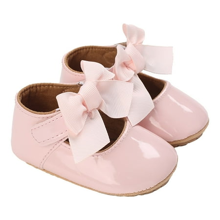 NOLDARES Girls Mary Janes Ballet Flats School Uniform Dress Shoes Casual Party Wedding Flower Shoes for Little Kid/Big Kid(Pink 12-18 Months)