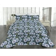 thumbnail image 2 of Ambesonne Flowers Boho Quilted Bedspread Set 3 Pcs, Watercolor Jungle Leaf, King, Lavender Blue Olive Green, 2 of 4