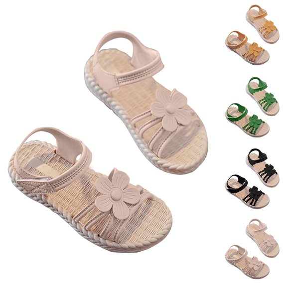 YHAJDS Girls Sandals Princess Style Soft Cushion Sole Rhinestone Decor Open Toe Low Heel Daily Casual Shoes