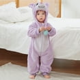 thumbnail image 4 of Odeerbi Infant Boys Girls Animal Dress Up Clothes Flannel Fleece Jumpsuits Winter Thermal Hooded Rompers Infant Cute Bodysuit Long Sleeve Hooded Onesie Infant Clothes Purple, 4 of 9