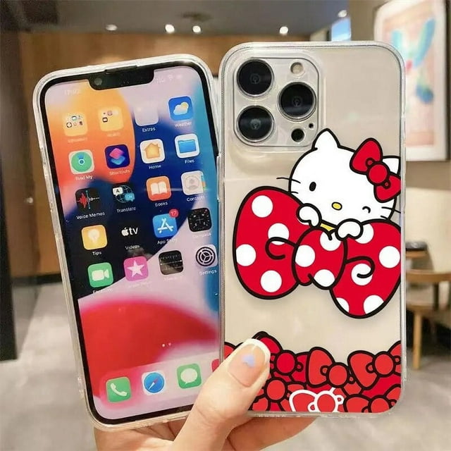 Clear Phone Case For iPhone Apple 14 12 13 Mini 11 Pro SE 8 7 6 6S Plus X XR XS Max SE Case Funda Shell Cartoon Hello Kitty Cat Fashion