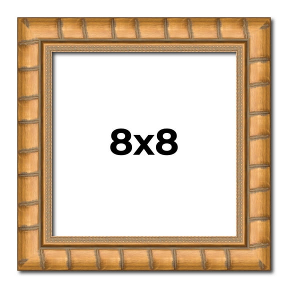 8x8 Frame Gold Real Wood Picture Frame Width 1.5 inches | Interior Frame Depth 0.5 inches | Rustic